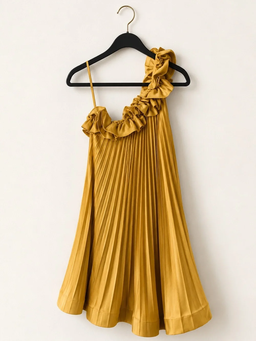 Vintage BCBGMAXAZRIA Cece Pleated One-Shoulder Dress XS NWT Canary Yello